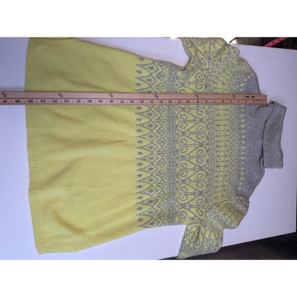 Vineyard Vines Womens S Turtleneck Sweater Wool Cashmere Fair Isle Gray Yellow - Picture 8 of 10